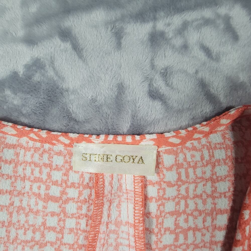 Stine Goya M Leila Maxi Dress V Neck Plaid Long Sleeve Orange - Picture 10 of 15